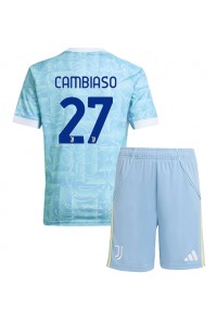 Juventus Andrea Cambiaso #27 Jalkapallovaatteet Lasten Vieraspeliasu 2025-26 Lyhythihainen (+ Lyhyet housut)